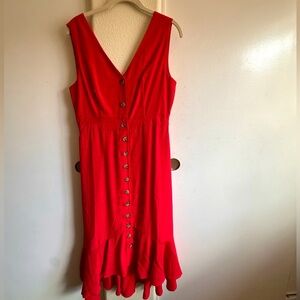 Elegant Red Button-Down Dress